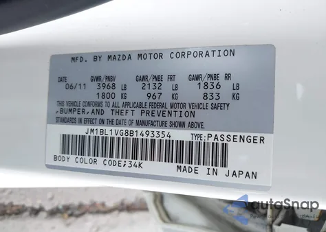 2011 Mazda Mazda3 I Touring from USA, damaged, VIN JM1BL1VG8B1493354